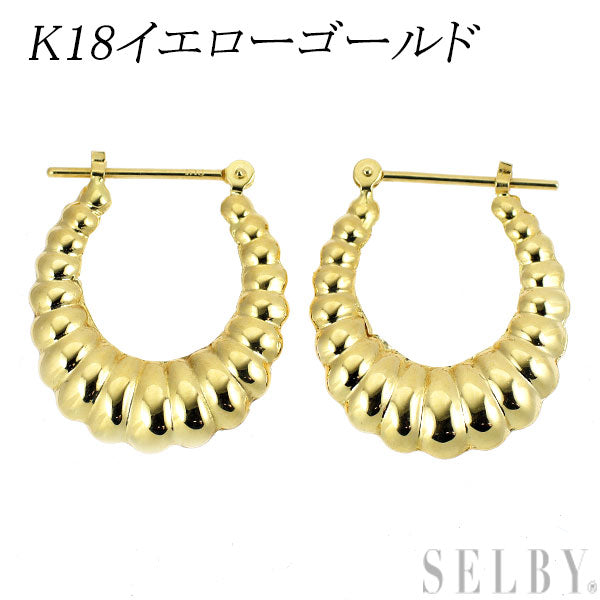 K18YG デザインピアス フープ