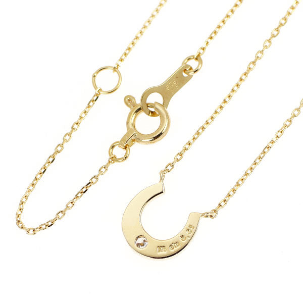 ete K18YG ダイヤモンド ペンダントネックレス 0.01ct  馬蹄