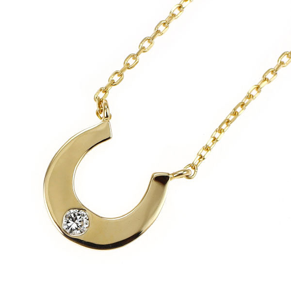 ete K18YG ダイヤモンド ペンダントネックレス 0.01ct  馬蹄