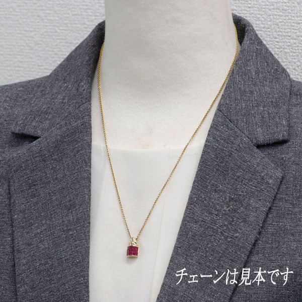 K18WG ルビー　ミステリーセッティング　ペントップ レ・エッセンシャル K18WG ルビー ペンダントトップ クロス ミステリー