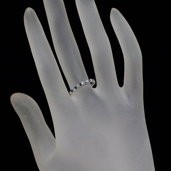 チャーミー K18WG サファイア ダイヤモンド リング 0.23ct D0.28ct セミエタニティ