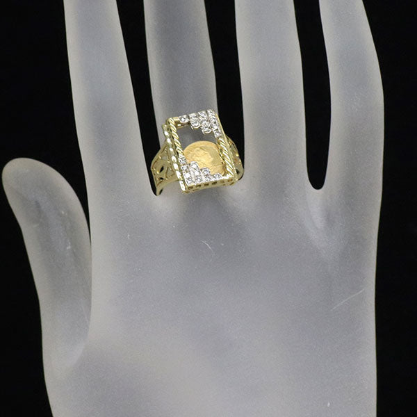 K18YG ダイヤモンド リング 0.20ct コイン