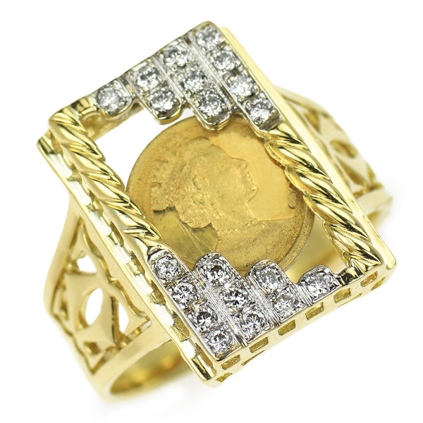 K18YG ダイヤモンド リング 0.20ct コイン