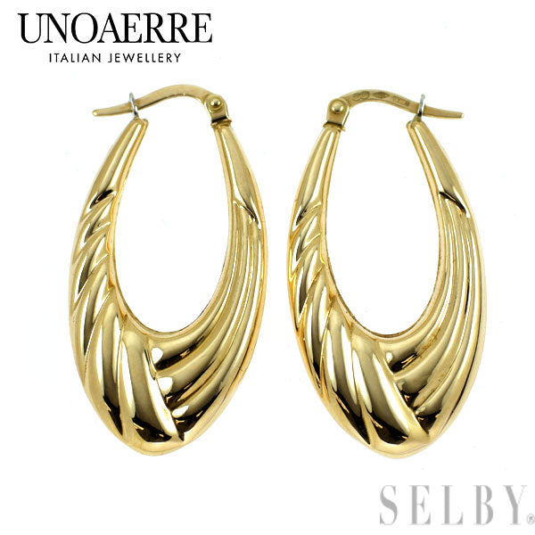 ウノアエレ K18YG フープピアス ウノアエレ K18YG デザインピアス