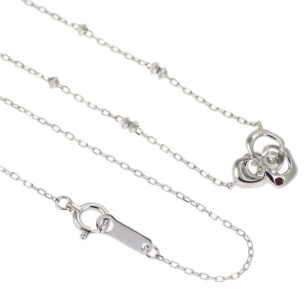 K18WG ダイヤモンド ペンダントネックレス 0.08ct フラワー 薔薇