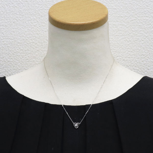 K18WG ダイヤモンド ペンダントネックレス 0.08ct フラワー 薔薇