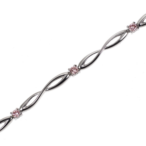 希少 Pt850 天然ピンク ダイヤモンド ブレスレット 0.12ct D0.16ct