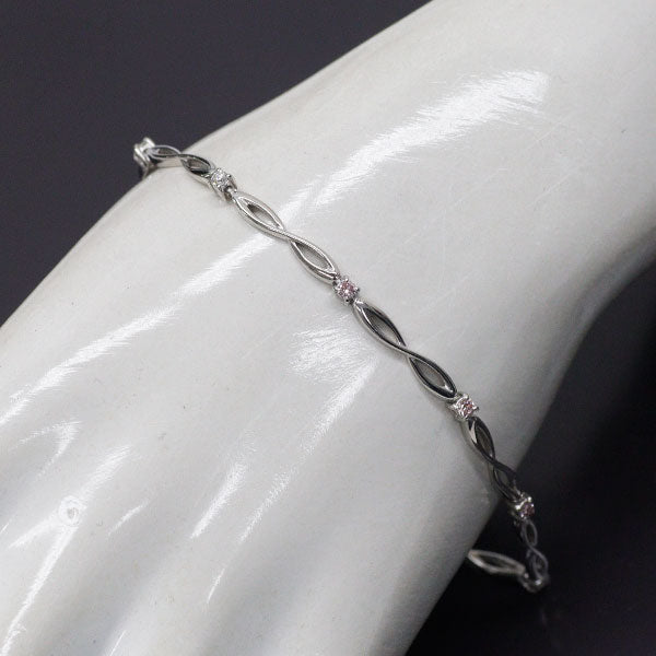 希少 Pt850 天然ピンク ダイヤモンド ブレスレット 0.12ct D0.16ct