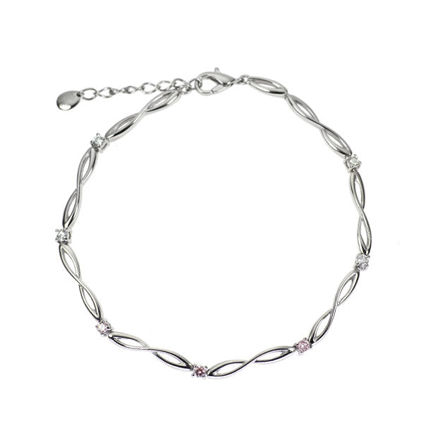 希少 Pt850 天然ピンク ダイヤモンド ブレスレット 0.12ct D0.16ct