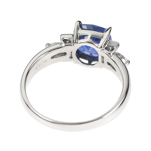 Pt900 非加熱サファイア ダイヤモンド リング 3.222ct D0.29ct