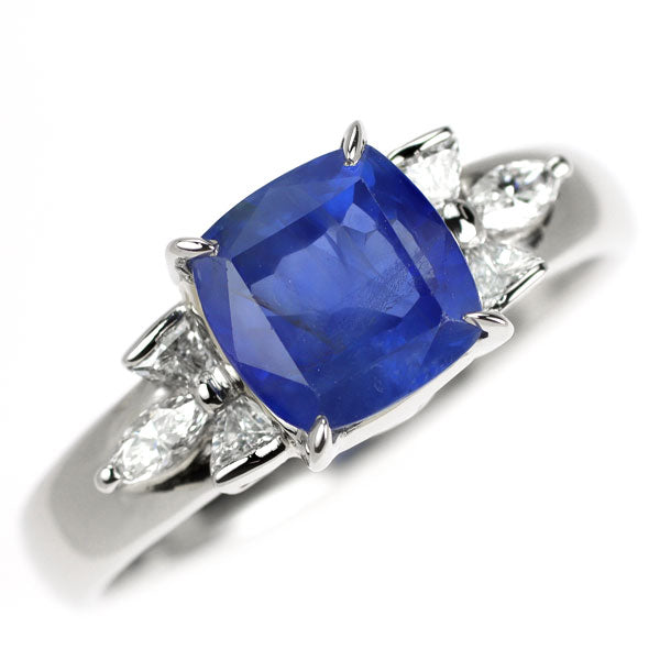 Pt900 非加熱サファイア ダイヤモンド リング 3.222ct D0.29ct