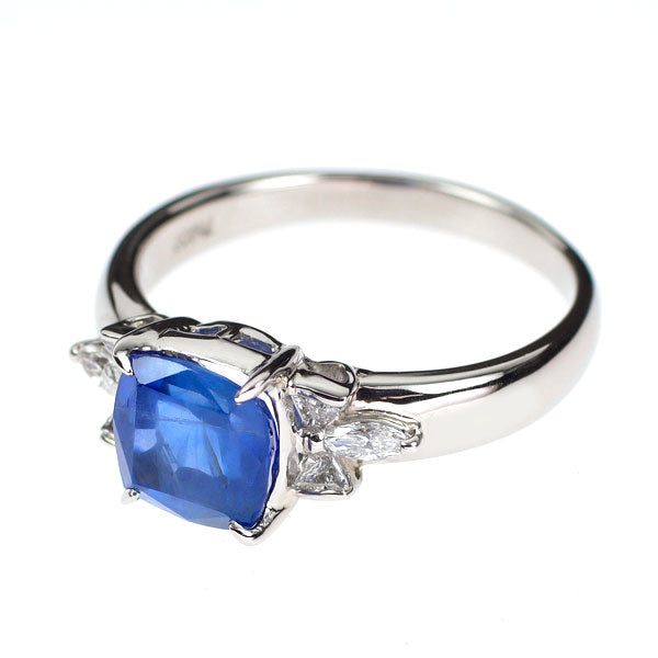 Pt900 非加熱サファイア ダイヤモンド リング 3.222ct D0.29ct
