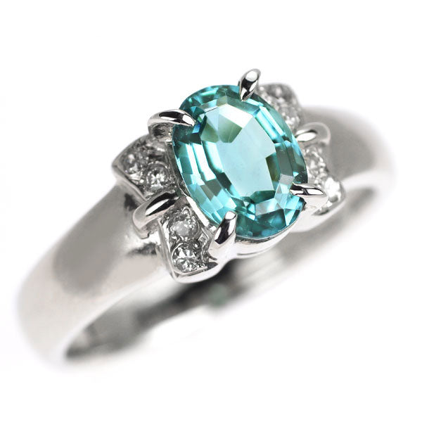 Pt900 ブルートルマリン ダイヤモンド リング 0.90ct D0.05ct