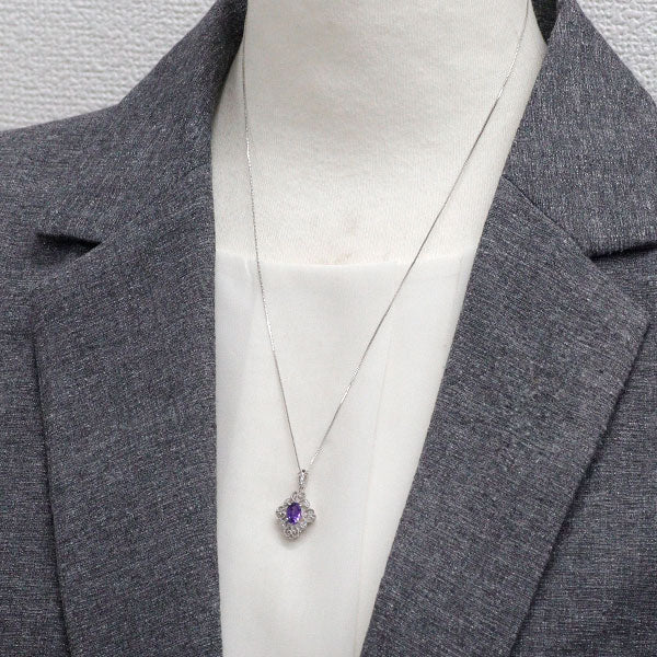 Pt900/ Pt850 バイオレットサファイア ダイヤモンド ペンダントネックレス 1.092ct D0.07ct