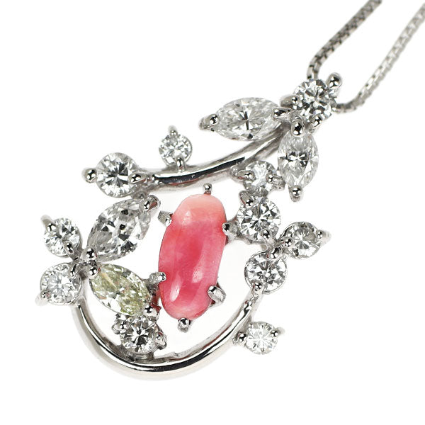 Pt900/Pt850 コンクパール ダイヤモンド ペンダントネックレス 0.43ct D0.57ct