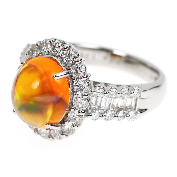 Pt900 ファイア オパール ダイヤモンド リング 2.68ct D1.16ct