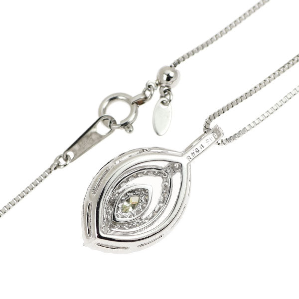 Pt900/ Pt850 天然グリーン ダイヤモンド ペンダントネックレス 0.065ct FLGG VS2 D0.45ct