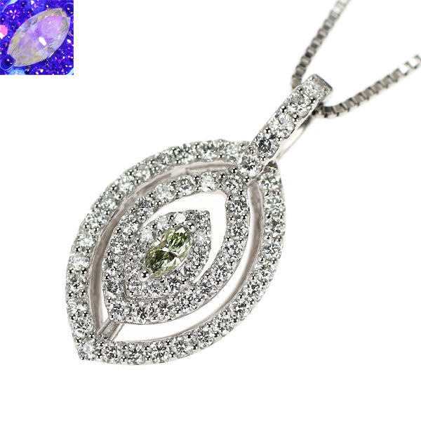 Pt900/ Pt850 天然グリーン ダイヤモンド ペンダントネックレス 0.065ct FLGG VS2 D0.45ct