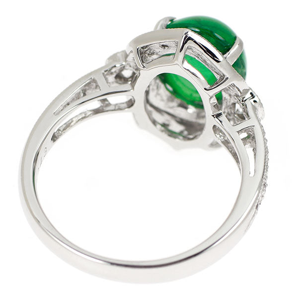 Pt900 グリーングロッシュラーガーネット ダイヤモンド リング 4.49ct D0.43ct
