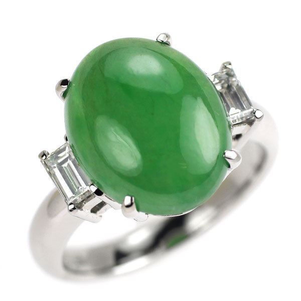 Pt900 翡翠 ダイヤモンド リング 6.37ct D0.45ct
