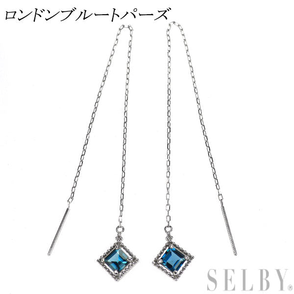 K10WG ロンドンブルー トパーズ ピアス アメリカン