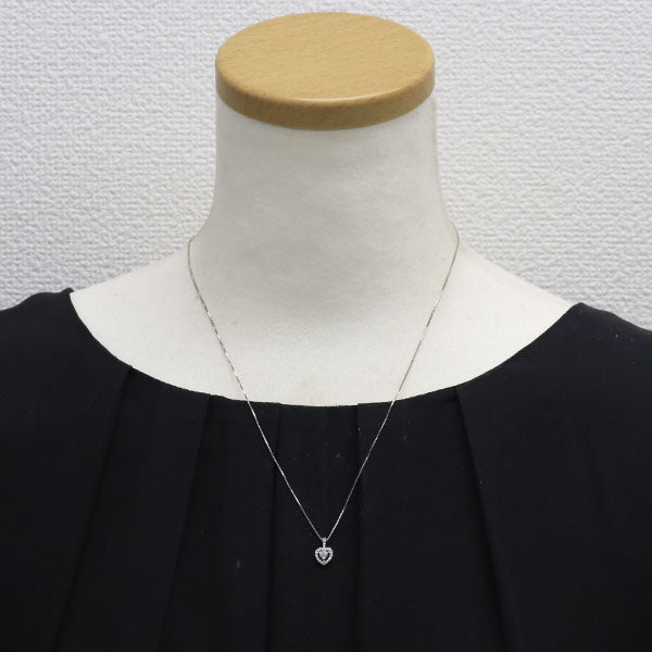 K14WG ハートシェイプ ダイヤモンド ペンダントネックレス 0.078ct G SI1 D0.07ct