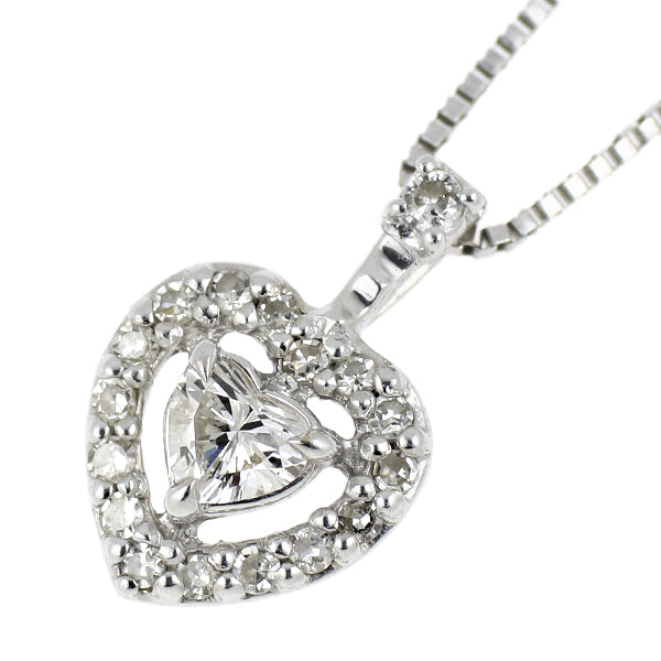 K14WG ハートシェイプ ダイヤモンド ペンダントネックレス 0.078ct G SI1 D0.07ct