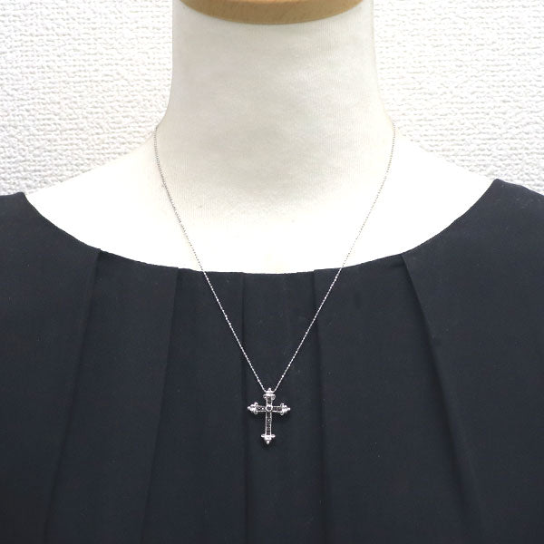 ジャスティンデイビス ブラックコーティング/ K18WG ブラック ダイヤモンド ペンダントネックレス クロス