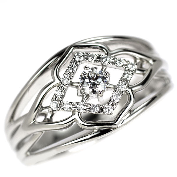 ロイヤルアッシャー Pt950 ダイヤモンド リング 0.15ct D0.10ct