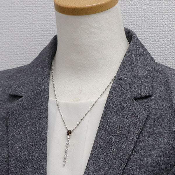カシケイ Pt ブラウンダイヤモンド ペンダントネックレス 1.249ct D0.70ct