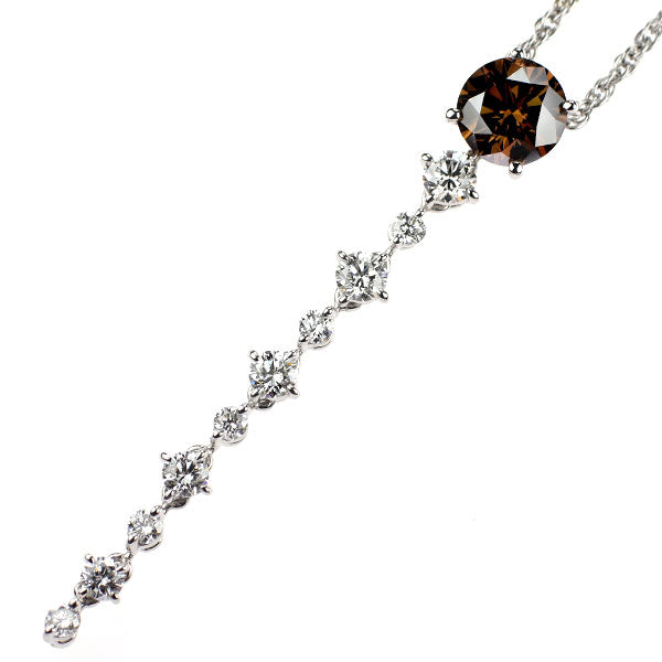 カシケイ Pt ブラウンダイヤモンド ペンダントネックレス 1.249ct D0.70ct