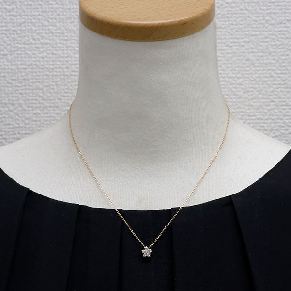ポンテヴェキオ K18PG ダイヤモンド ペンダントネックレス 0.30ct フラワー