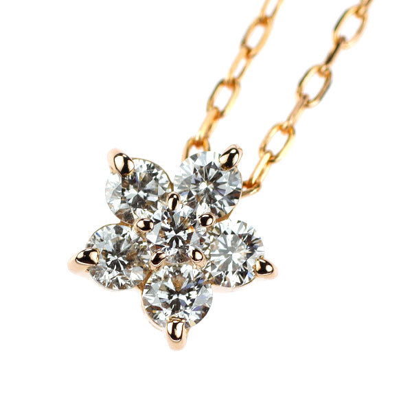 ポンテヴェキオ K18PG ダイヤモンド ペンダントネックレス 0.30ct フラワー