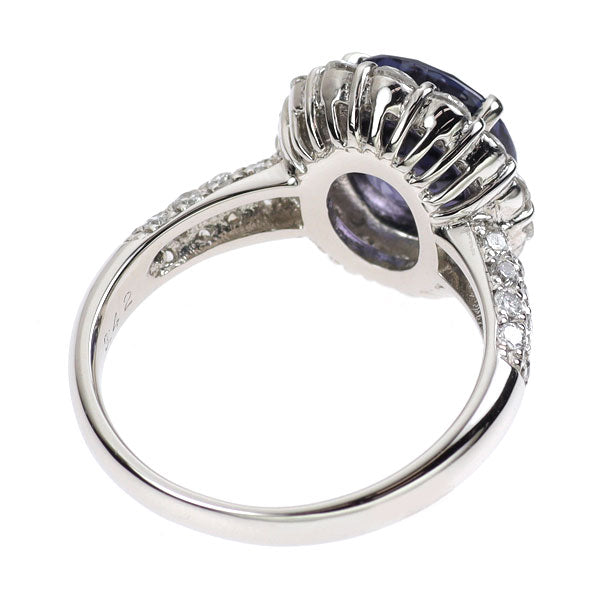 Pt950 非加熱カラーチェンジスピネル ダイヤモンド リング 3.42ct D1.07ct