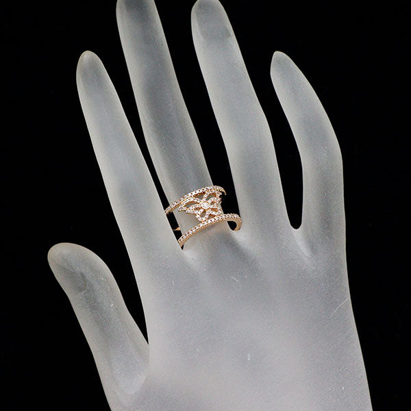 K18PG 天然ピンク/カラーレス ダイヤモンド リング 0.35ct