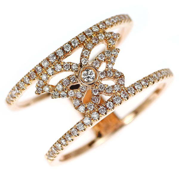 K18PG 天然ピンク/カラーレス ダイヤモンド リング 0.35ct