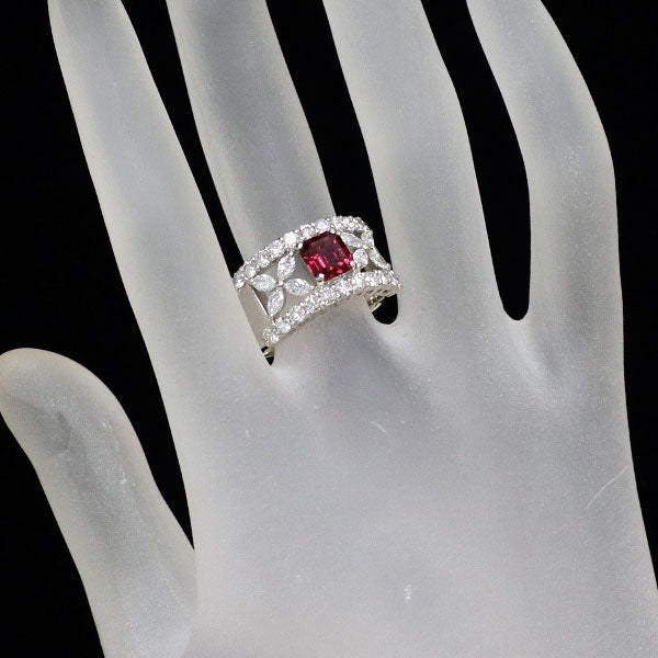 Pt900 タイ産非加熱ルビー ダイヤモンド リング 1.28ct D1.43ct
