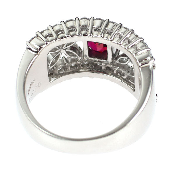 Pt900 タイ産非加熱ルビー ダイヤモンド リング 1.28ct D1.43ct