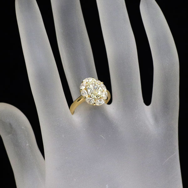 K18YG オーバル ダイヤモンド リング 1.511ct D1.03ct