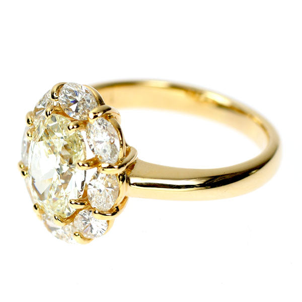 K18YG オーバル ダイヤモンド リング 1.511ct D1.03ct