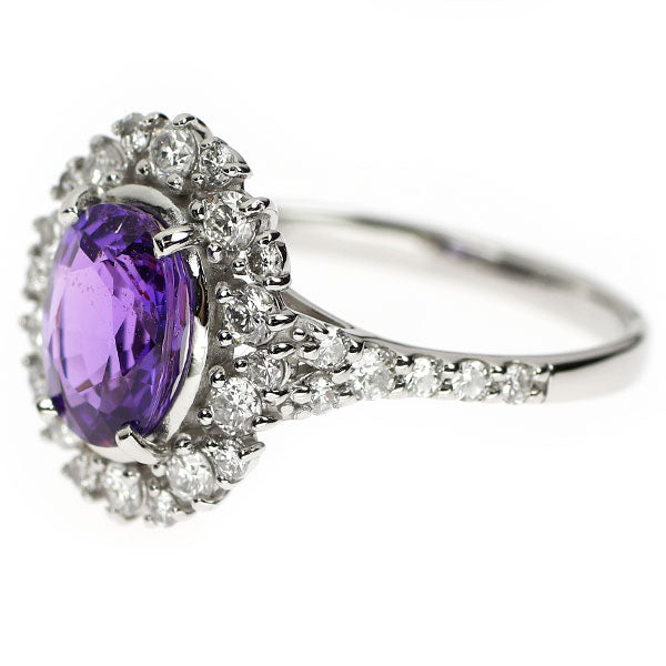 Pt950 マダガスカル産 非加熱パープルサファイア ダイヤモンド リング 1.79ct D0.56ct