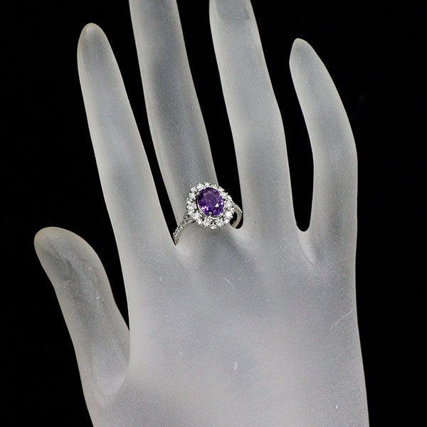 Pt950 マダガスカル産 非加熱パープルサファイア ダイヤモンド リング 1.79ct D0.56ct
