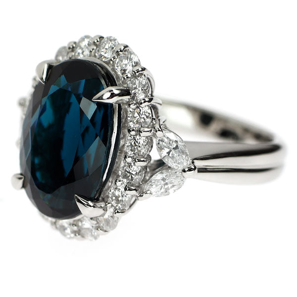 Pt900 インディゴライトトルマリン ダイヤモンド リング 6.76ct D1.22ct