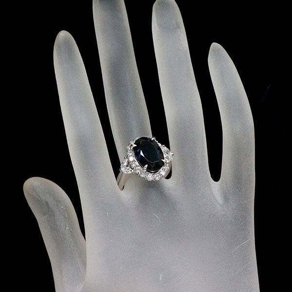 Pt900 インディゴライトトルマリン ダイヤモンド リング 6.76ct D1.22ct