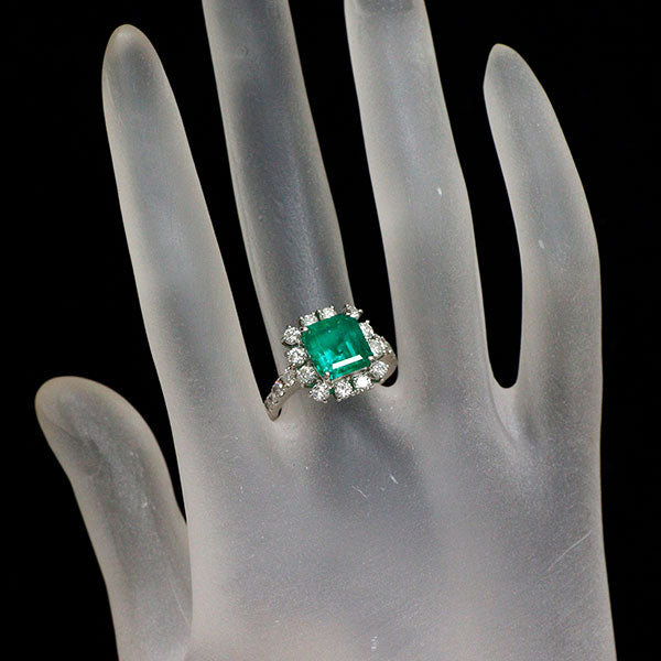 Pt950 エメラルド ダイヤモンド リング 3.18ct D1.04ct
