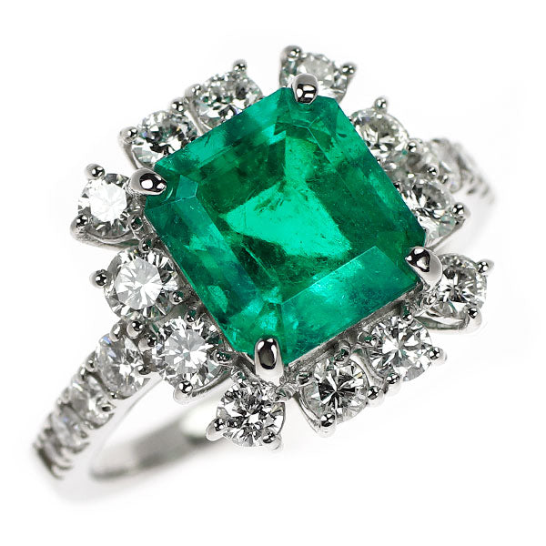 Pt950 エメラルド ダイヤモンド リング 3.18ct D1.04ct