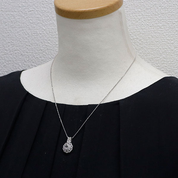 K18WG ローズカット ダイヤモンド  ペンダントネックレス 0.415ct D0.78ct