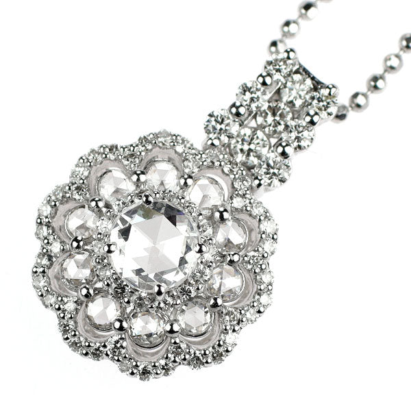 K18WG ローズカット ダイヤモンド  ペンダントネックレス 0.415ct D0.78ct