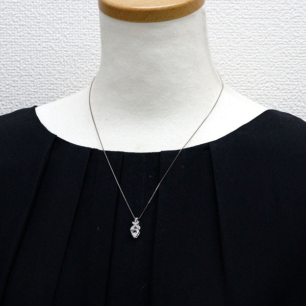 Pt900/ Pt850 強蛍光スカポライト ダイヤモンド ペンダントネックレス 1.07ct D0.12ct