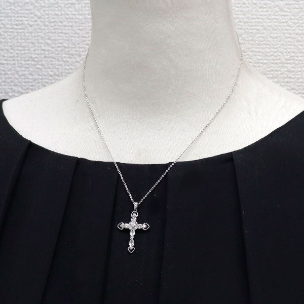 K18WG ダイヤモンド ペンダントネックレス 1.00ct クロス